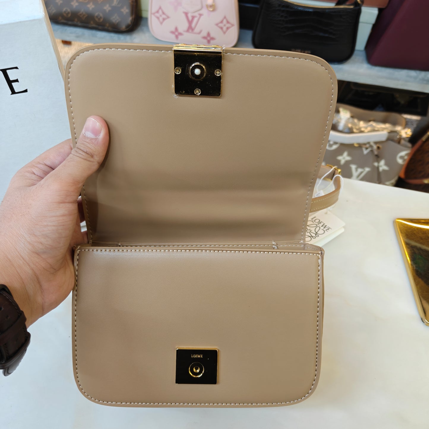 LW Goya Silk Handbag - Beige (Ultra Premium)