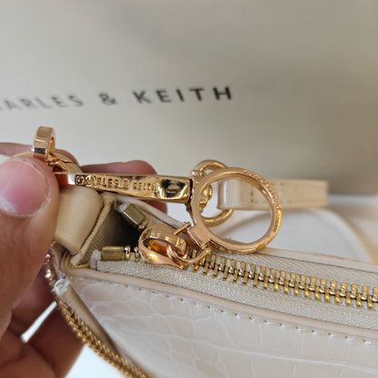 CNK Cream Croco ELSPETH Animal Effect Small Shouder Bag