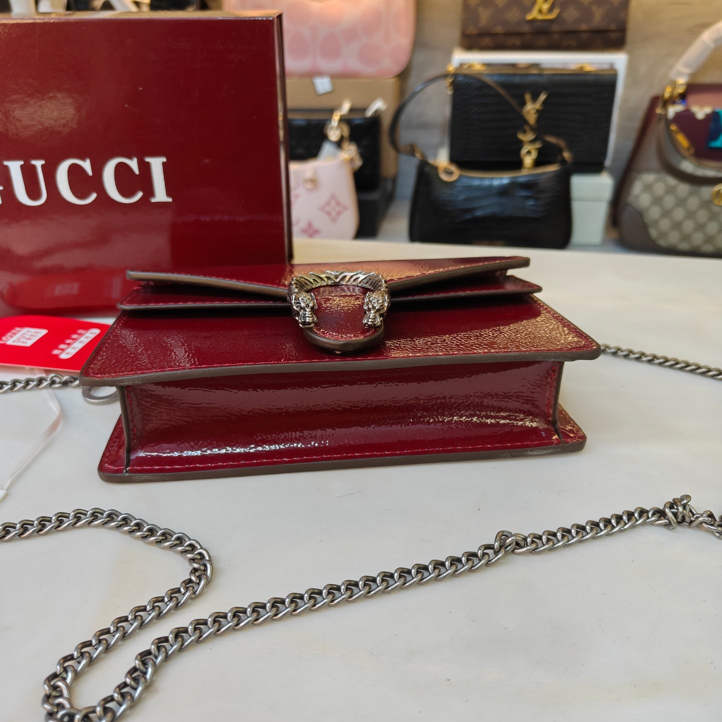 GG90 Diana Crossbody Double Box Packaging - Glossy Wine Colour