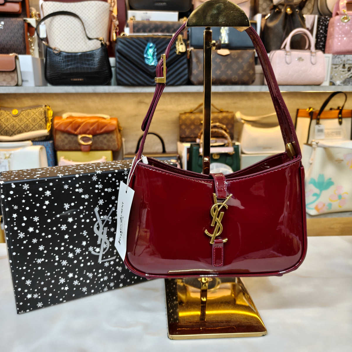 YSL88 Patent Shoulder Bag - Wine