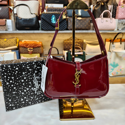 YSL88 Patent Shoulder Bag - Wine