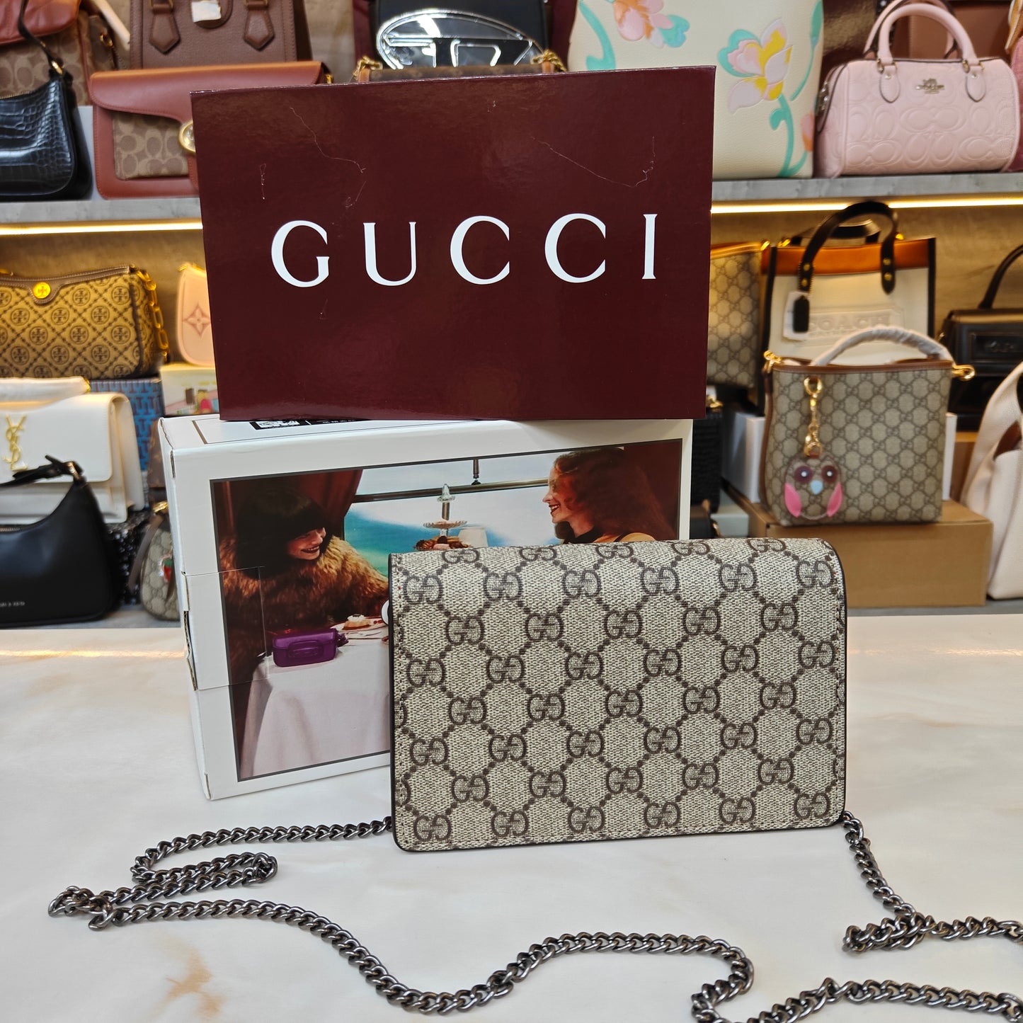 GG Diana Crossbody Bag (Double Box Packaging) - Red Trim