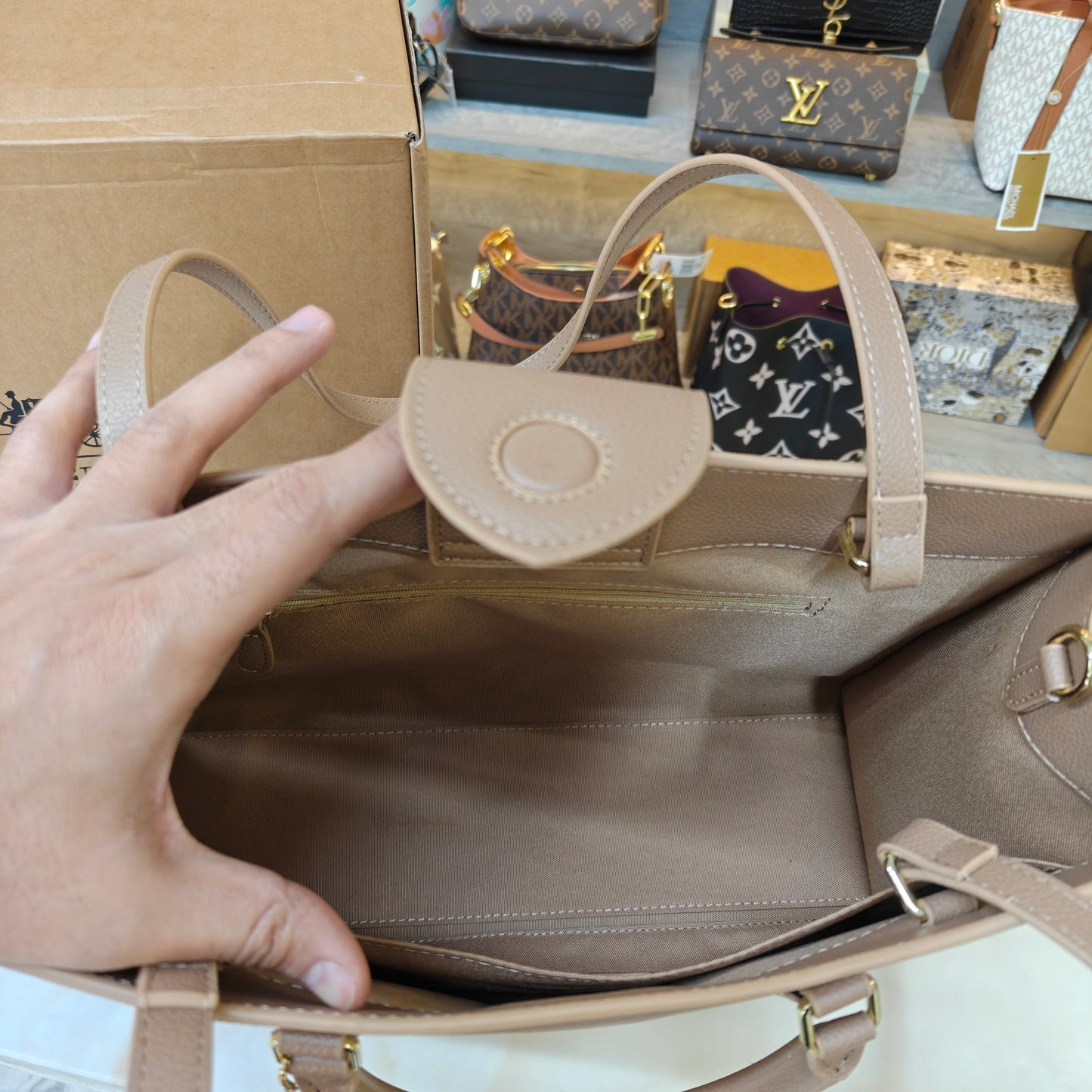 CH Maggie Tote Bag - Ultra Premium with Box (All Beige)