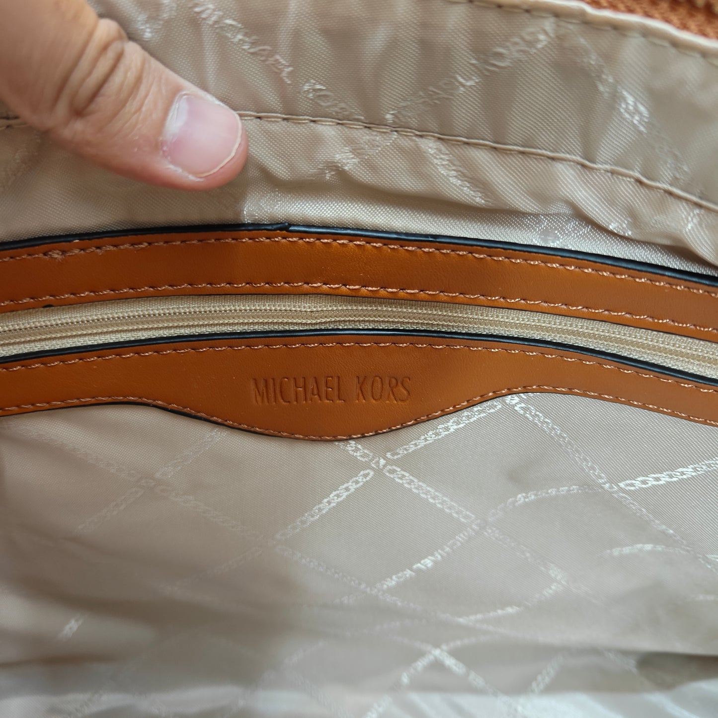 MK55 - 3 Partition Tote Bag (Large) (Tan Coffee Colour)