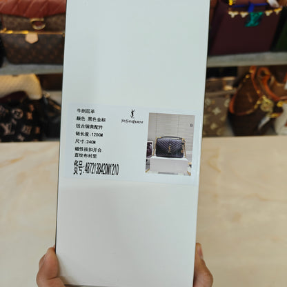 YSL College Medium Matelassé V-Flap Crossbody Bag - Black (Ultra Premium Double Box)