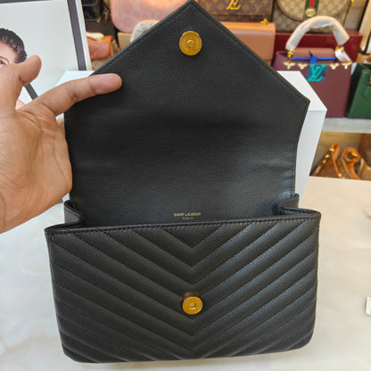 YSL College Medium Matelassé V-Flap Crossbody Bag - Black (Ultra Premium Double Box)