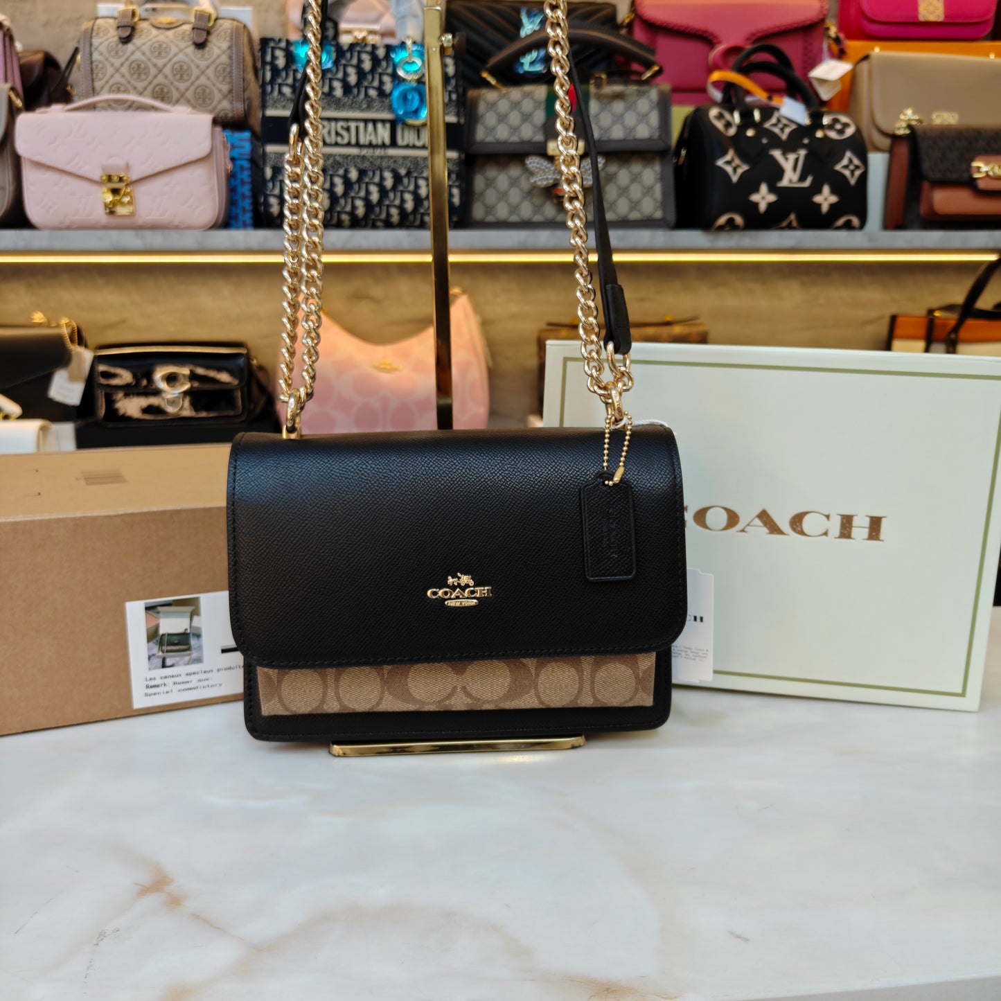 CH Klare Crossbody Signature Black Bag - Ultra Premium Double Box