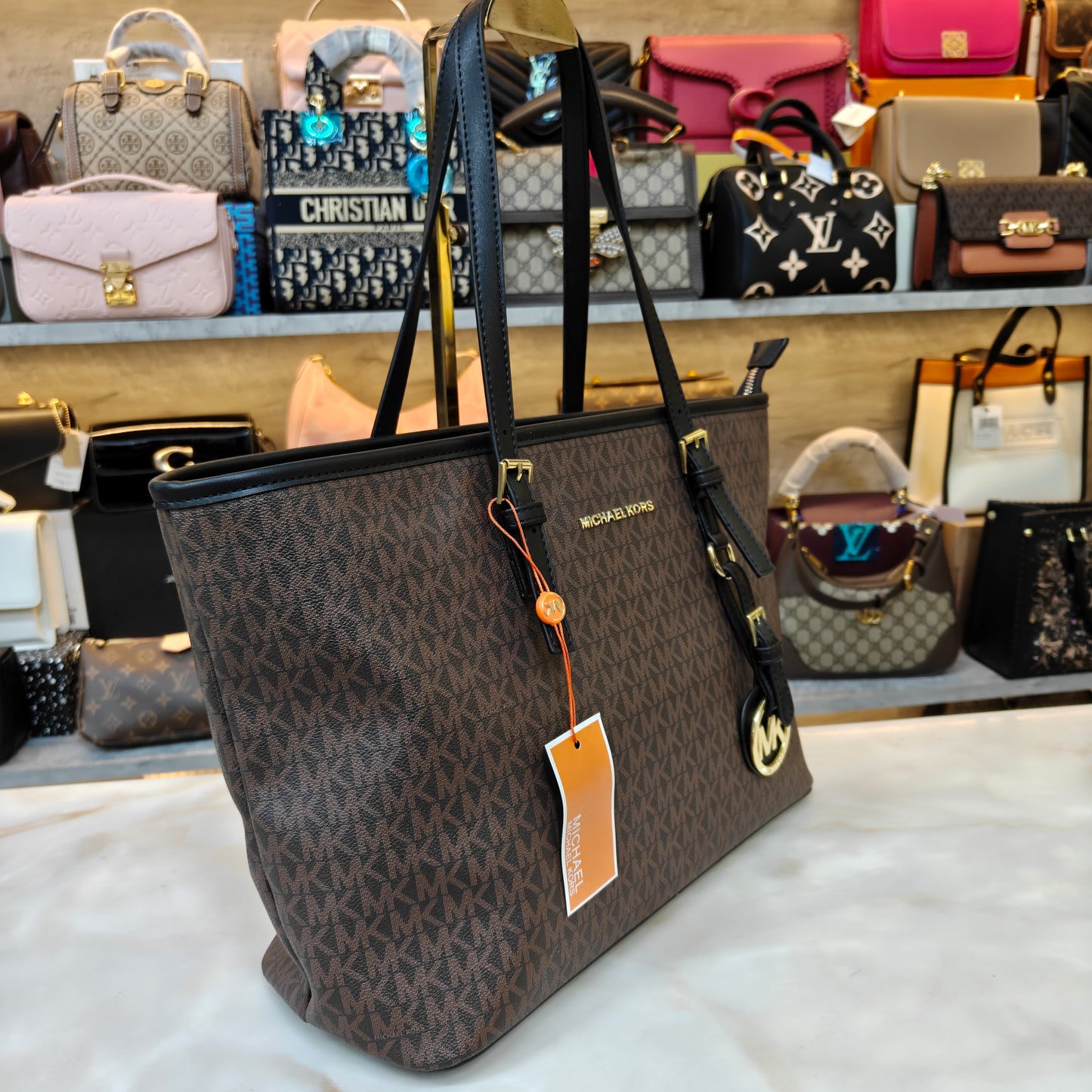 MK86 3 Partition Tote Bag - Coffee Black Colour