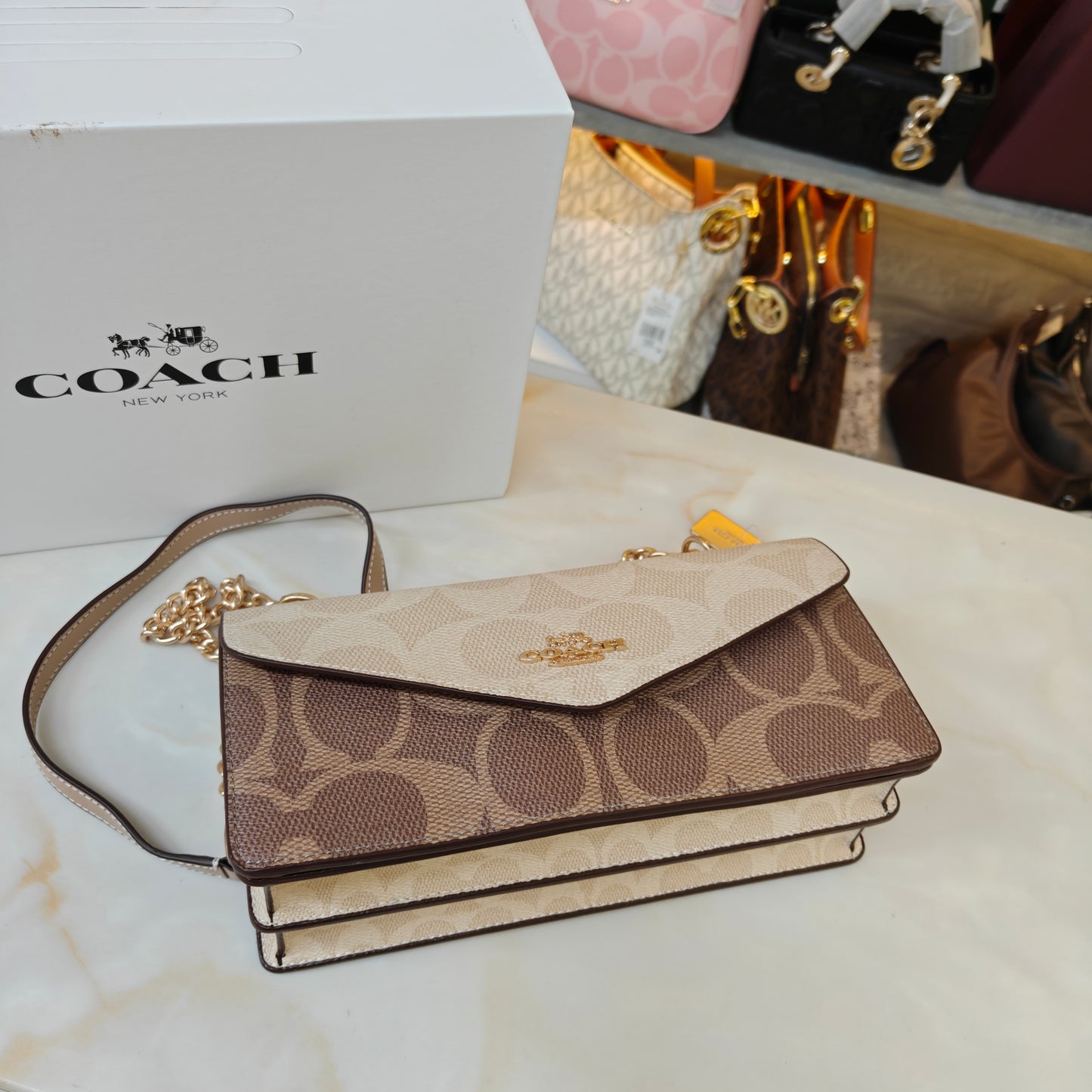 COCH Klare Envelope Sling/Shoulder Bag - Beige Apricot (Ultra Premium)