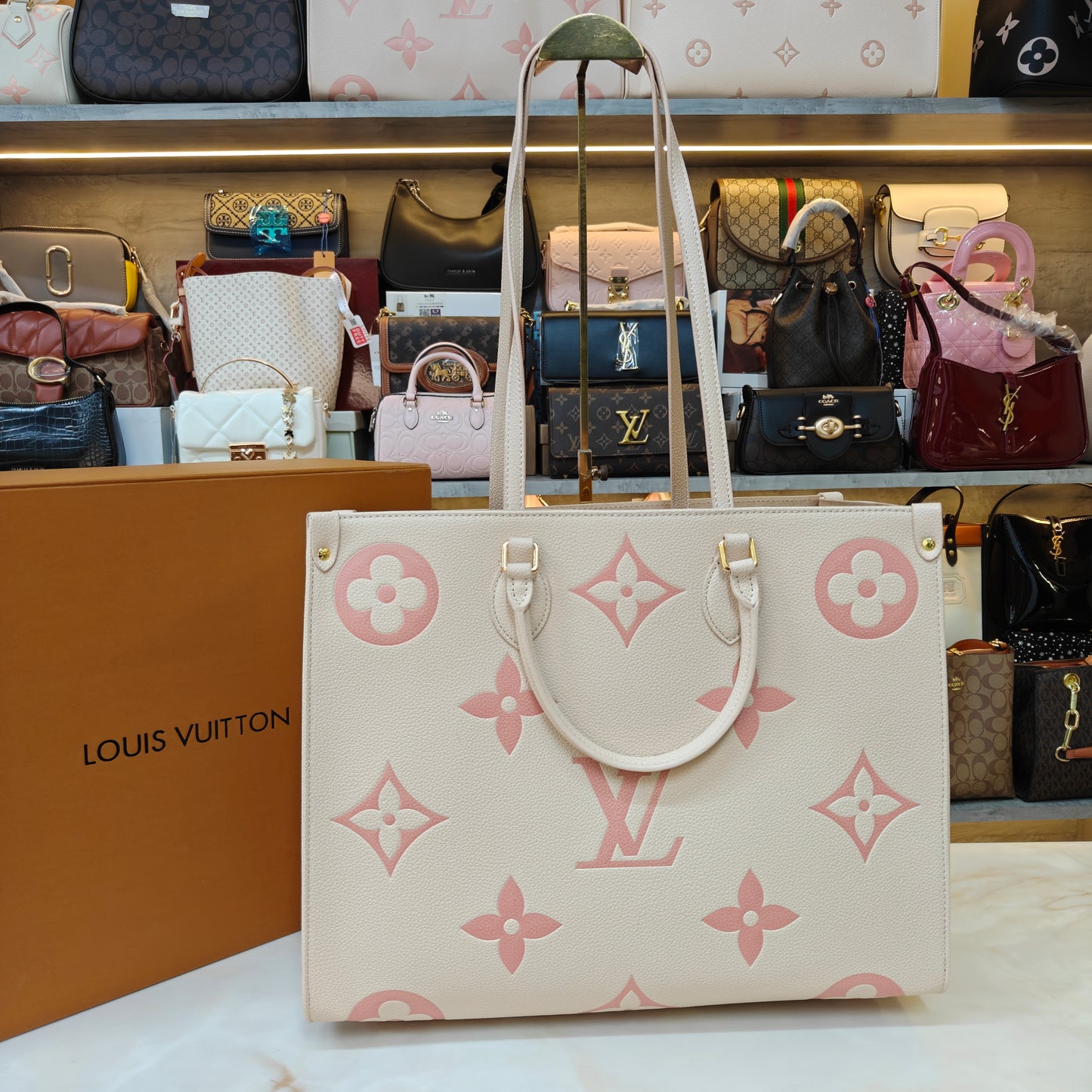 LVB 41cm OTG Large Tote Bag - Cream Pink (Double Box Ultra Premium)