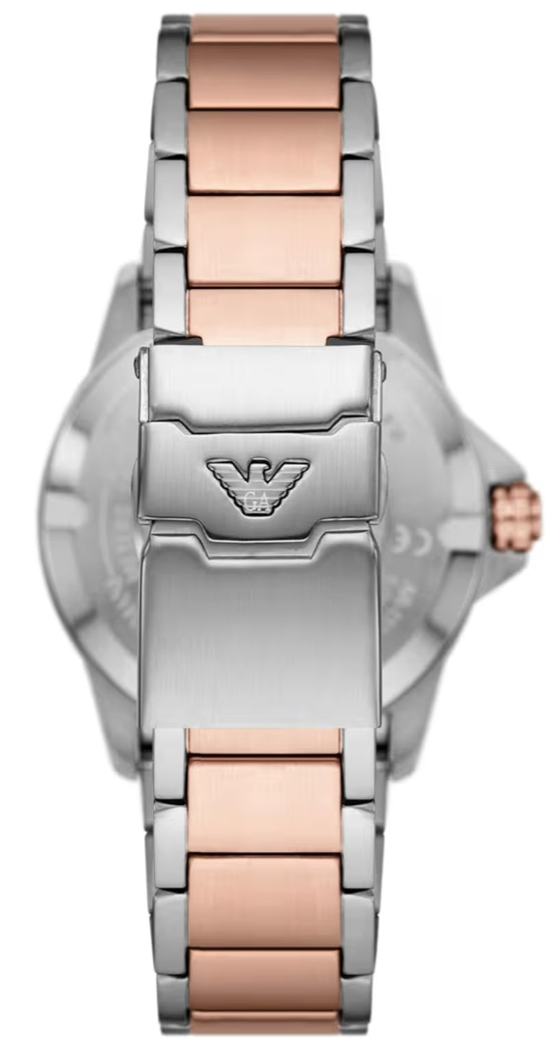 E A Stainless Steel Analog White Dial Multicolor Strap Men's Watch