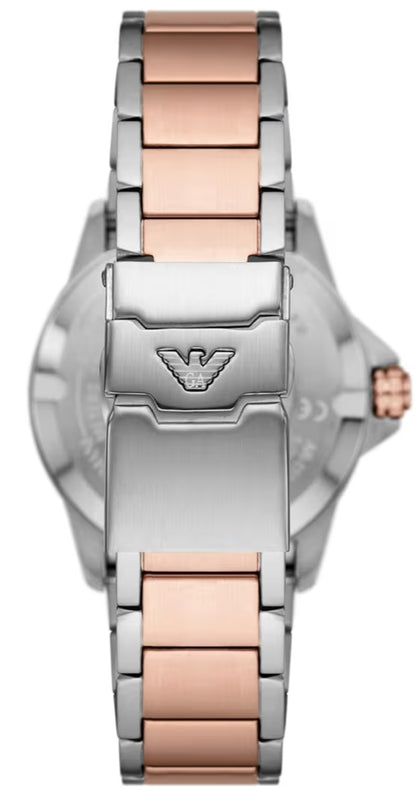 E A Stainless Steel Analog White Dial Multicolor Strap Men's Watch