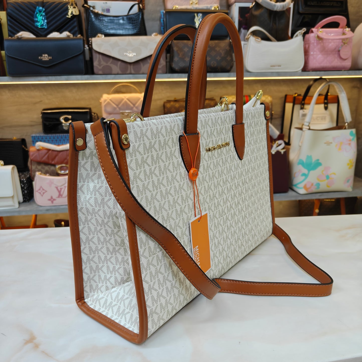 Mk Mirella Tote - Tan White