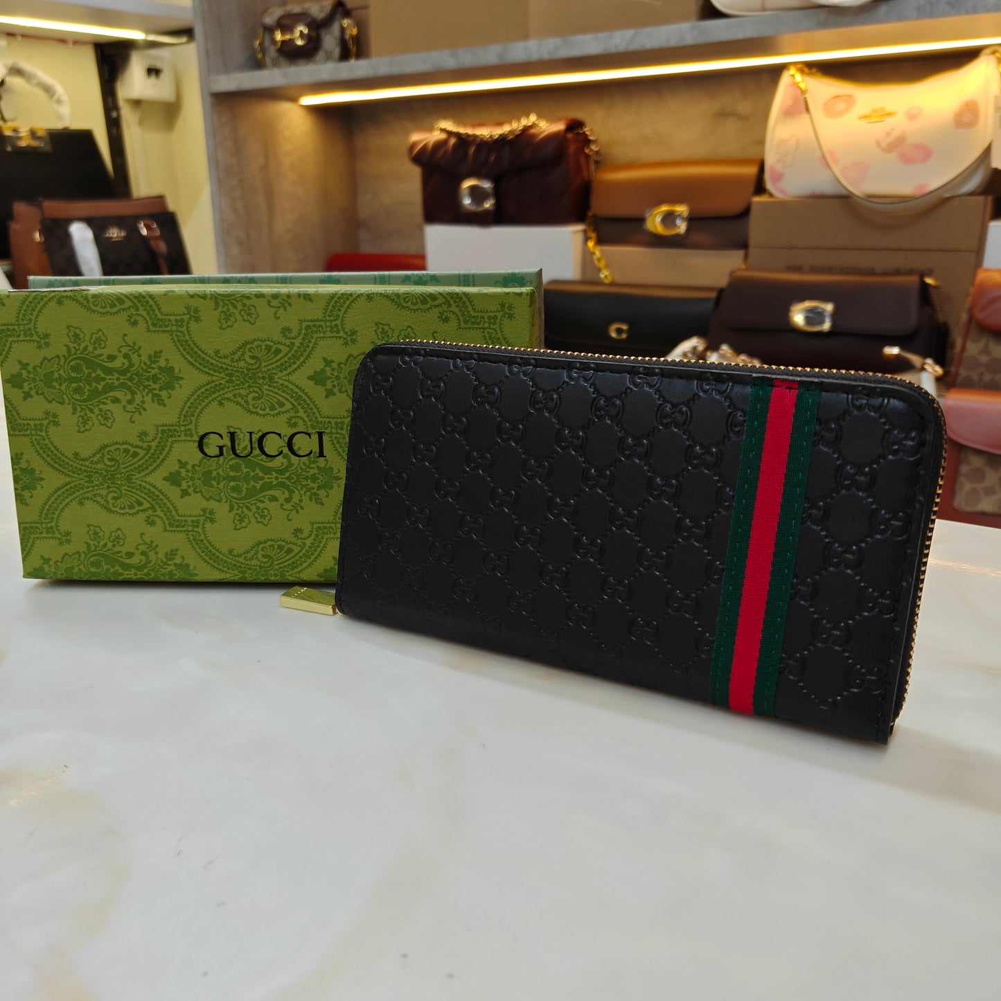 GG - Signature Black Long Wallet