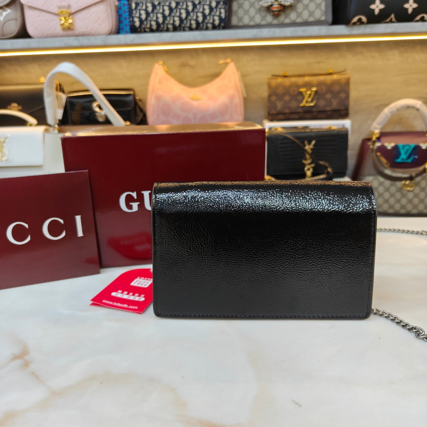 GG90 Diana Crossbody Double Box Packaging - Glossy Black Colour