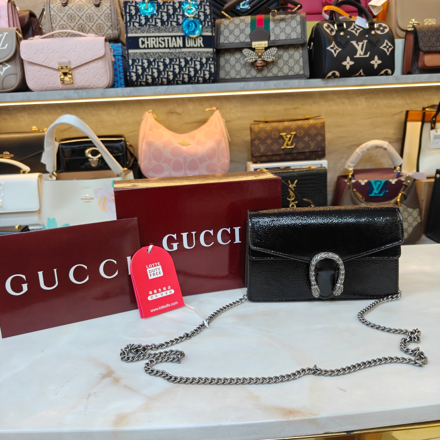 GG90 Diana Crossbody Double Box Packaging - Glossy Black Colour