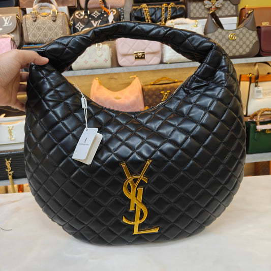 YSL9 Icare Hobo In Quilted Napa Black