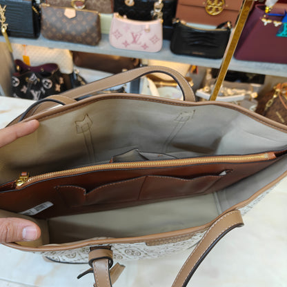 TB Perry T Monogram Triple Compartment - Beige