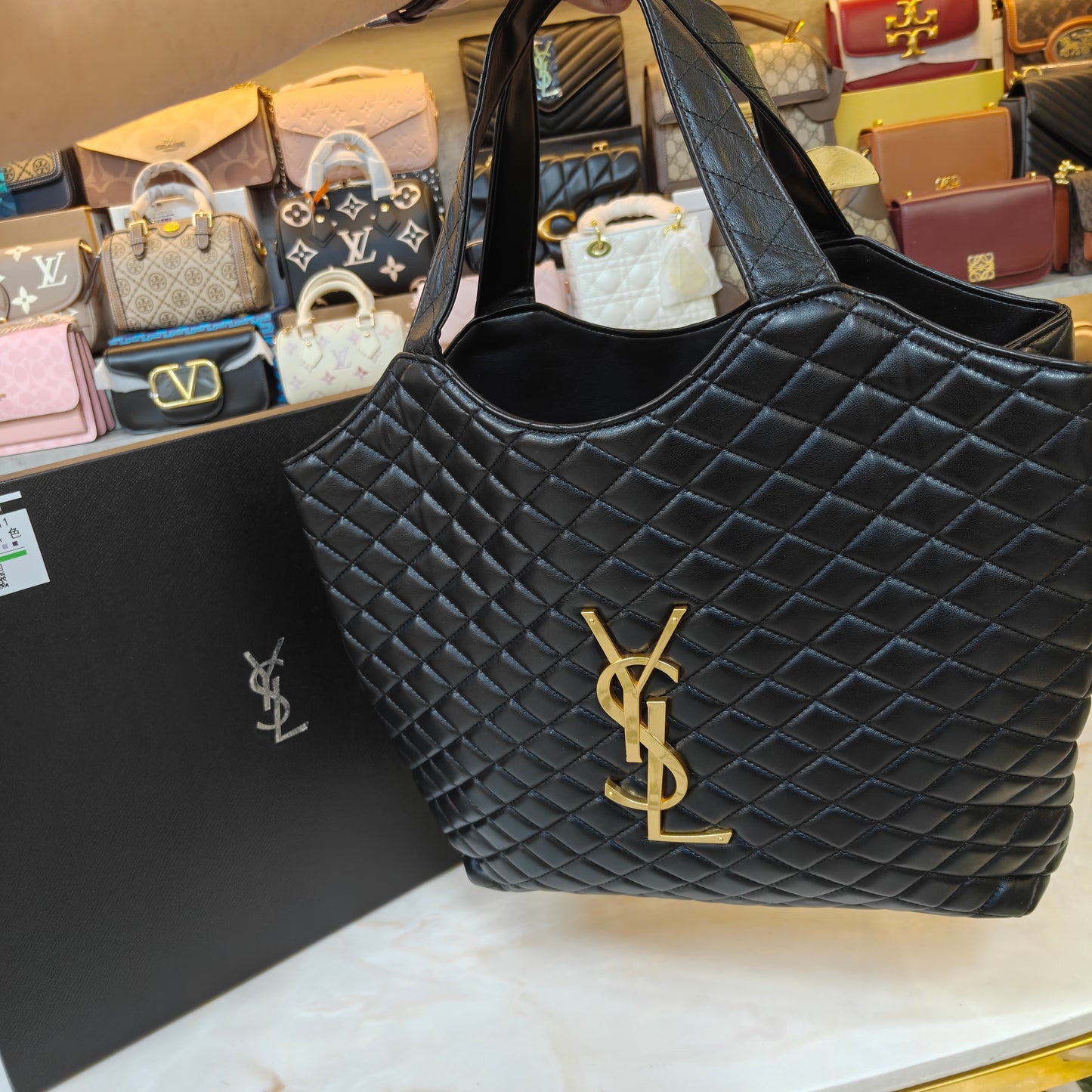 YSL Maxi Shopping Bag (Black) (Without Box)
