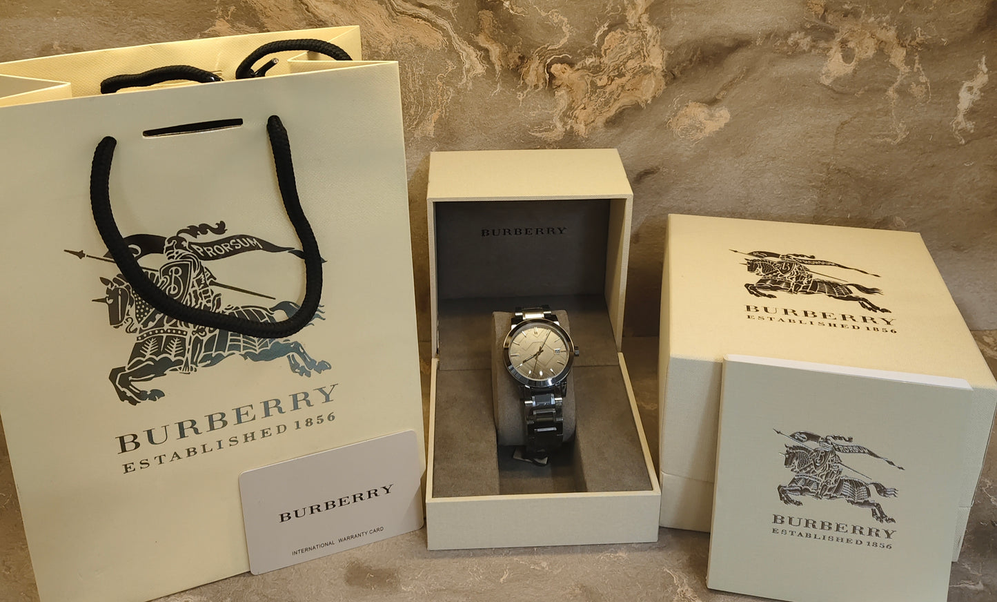 Brbry Swiss Rare Gunmetal Black Gray Date Dial 38mm Unisex Men Women Stainless Steel