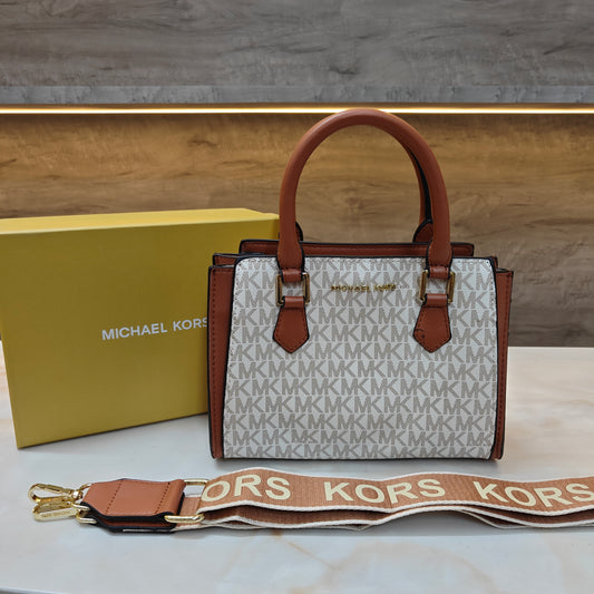 MK Satchel - White Tan
