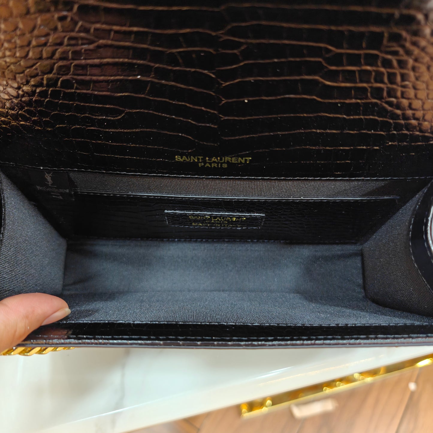 YSL Kate Croco - Black (Ultra Premium)