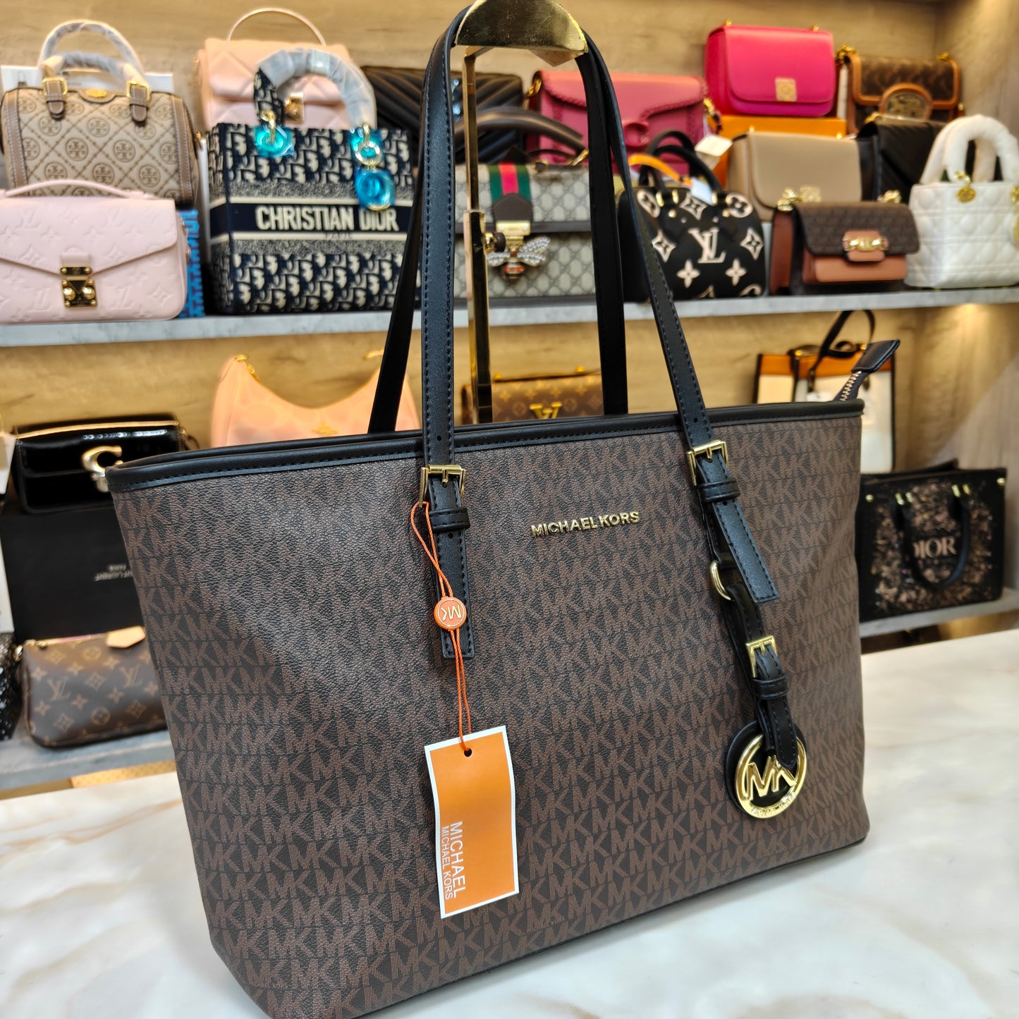 MK86 3 Partition Tote Bag - Coffee Black Colour