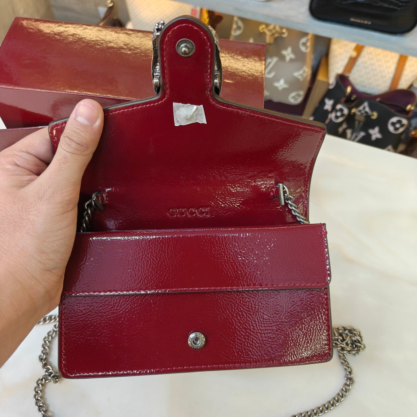 GG90 Diana Crossbody Double Box Packaging - Glossy Wine Colour