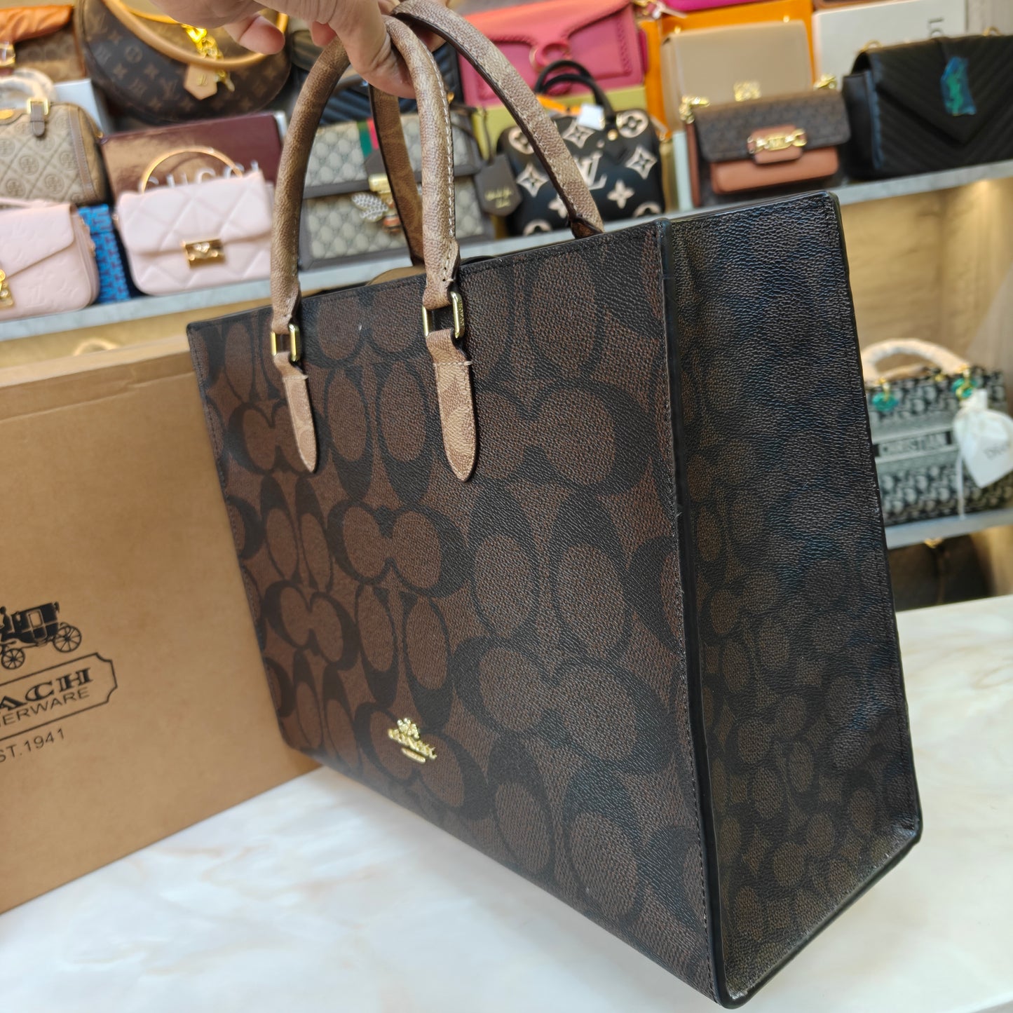 CH Maggie Tote Bag Ultra Premium with Box (Chocolate)