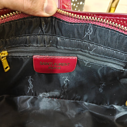 YSL88 Patent Shoulder Bag - Wine