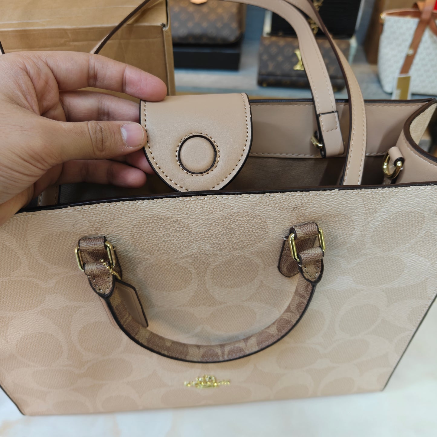 CH Maggie Tote Bag Ultra Premium with Box (Beige Monogram)