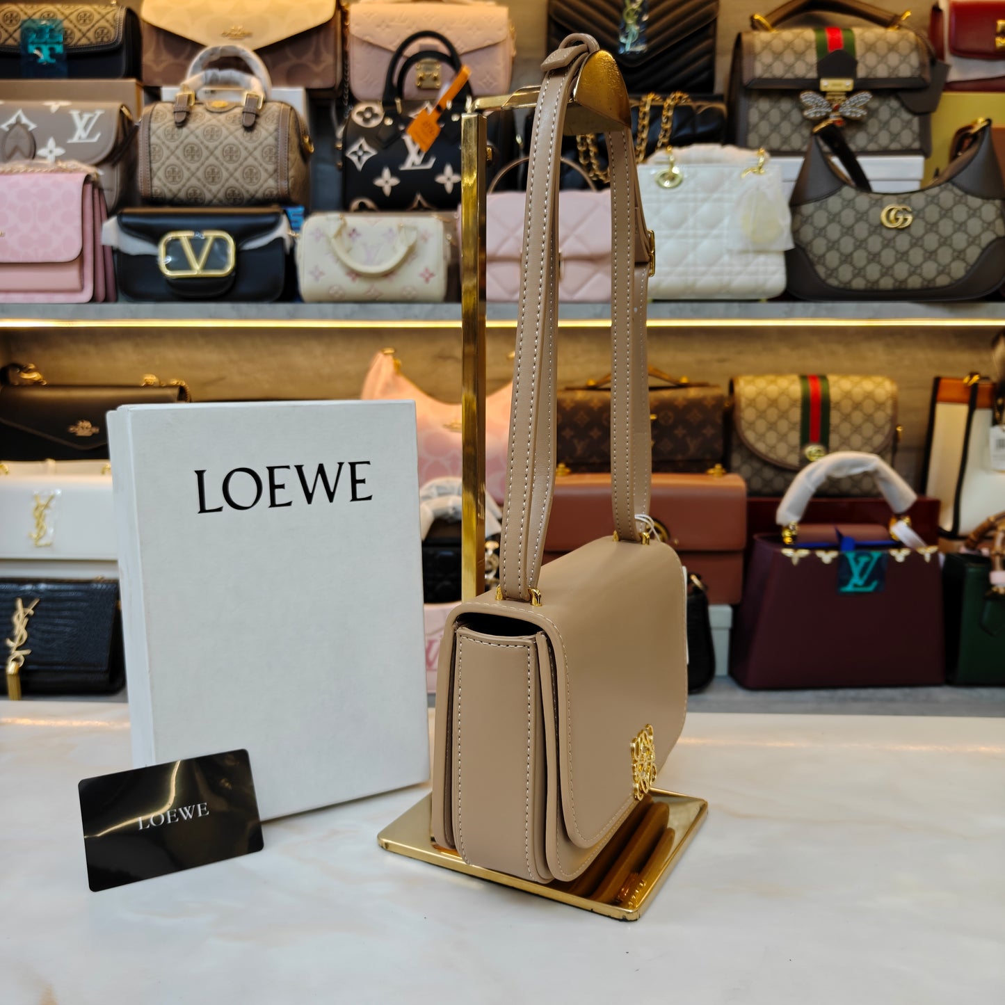 LW Goya Silk Handbag - Beige (Ultra Premium)