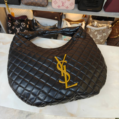 YSL9 Icare Hobo In Quilted Napa Black