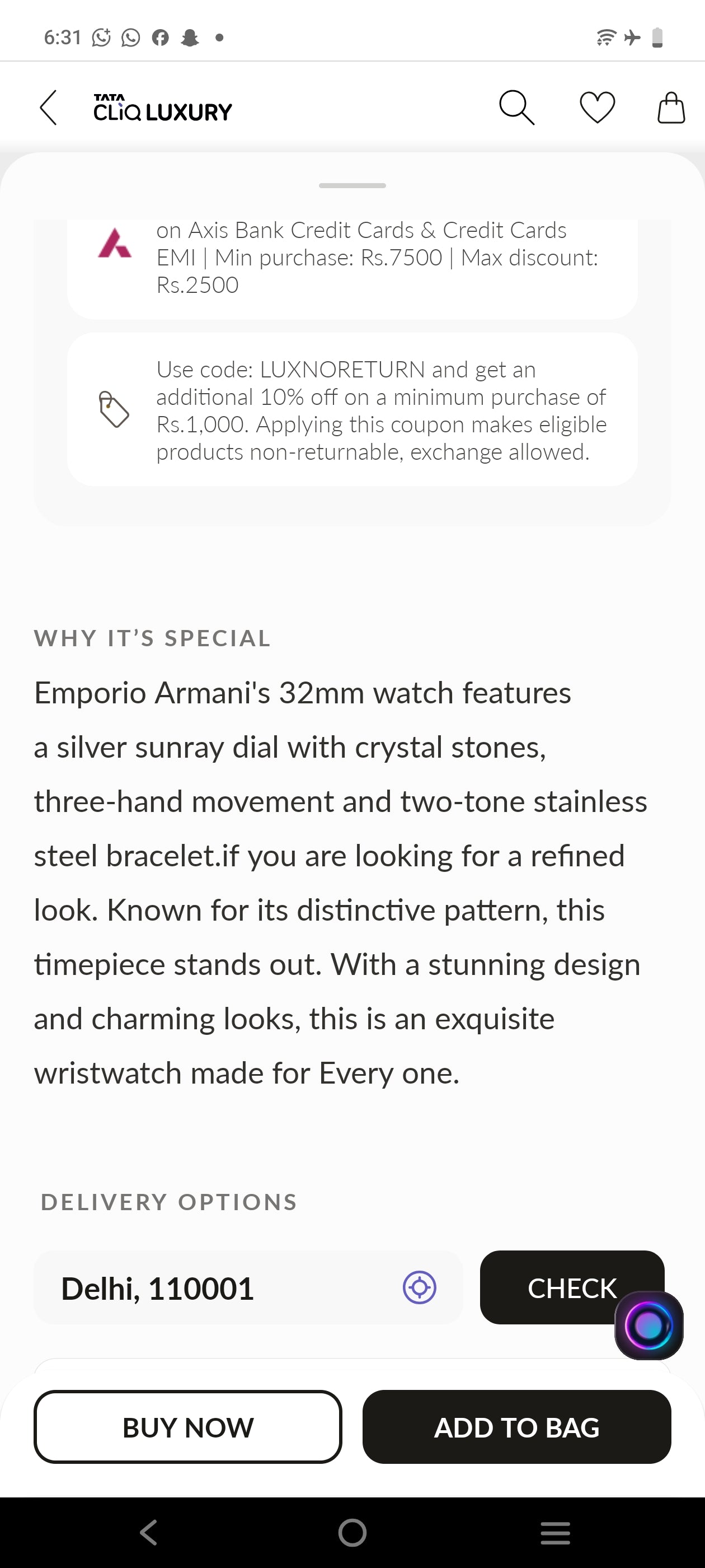 E A womens watch