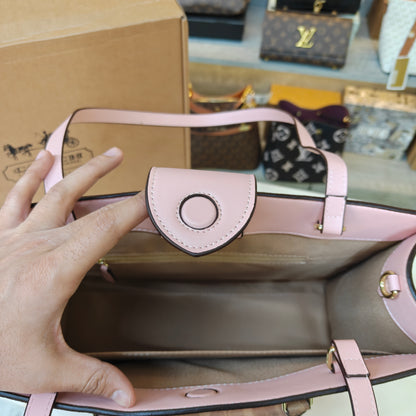 CH Maggie Tote Bag Ultra Premium with Box (Pink with Brown Handle)