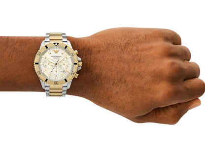 E AStainless Steel Analog Beige Dial Men's Watch, Band Color-Multicolor