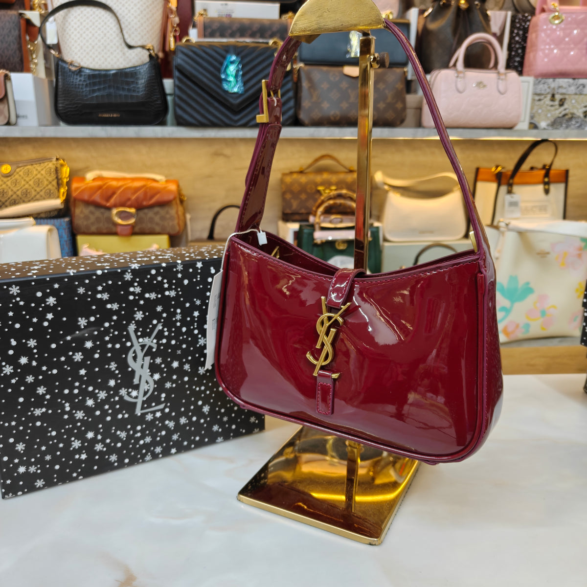 YSL88 Patent Shoulder Bag - Wine