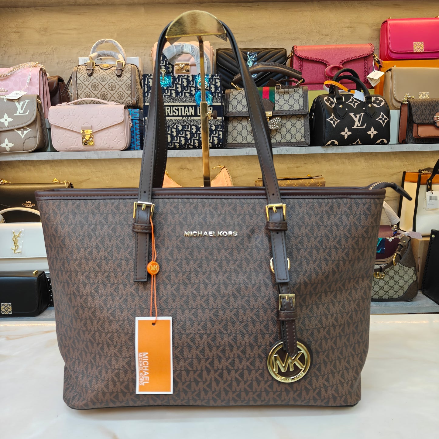 MK86 3 Partition Tote Bag - Coffee Colour