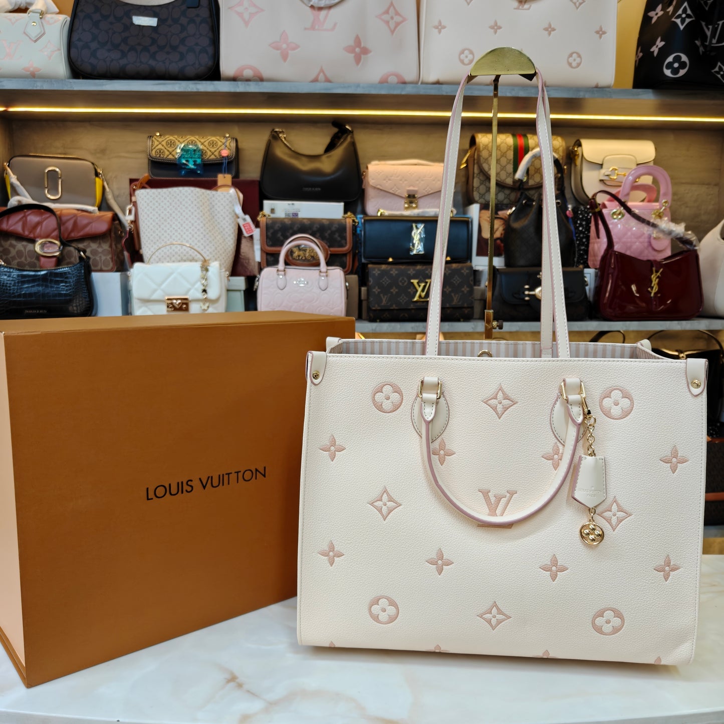 LVB 41cm OTG Large Tote Bag - Cream Pink (Double Box Ultra Premium)