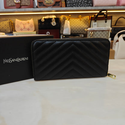 YSL9 Long Zipper Wallet - Midnight Black