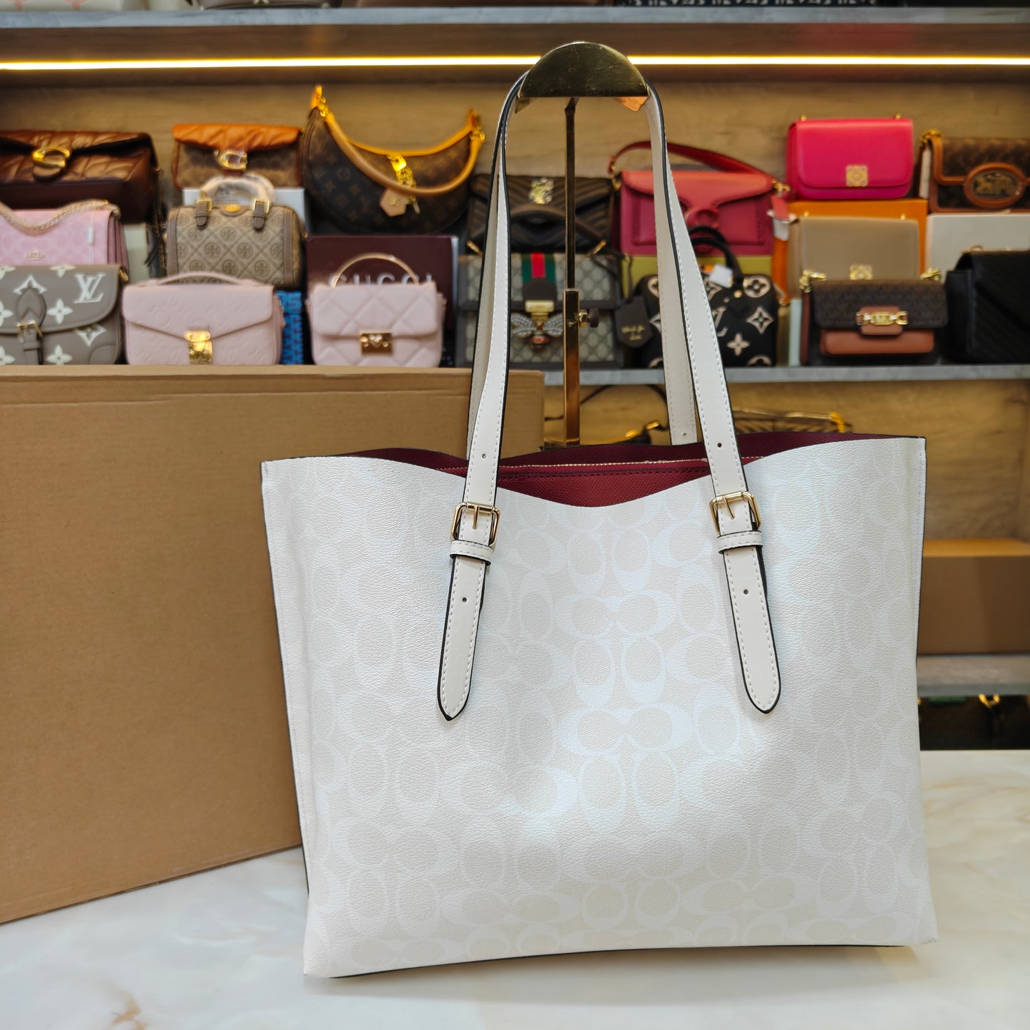 CH Willow Tote Bag Ultra Premium with Box - White Monogram