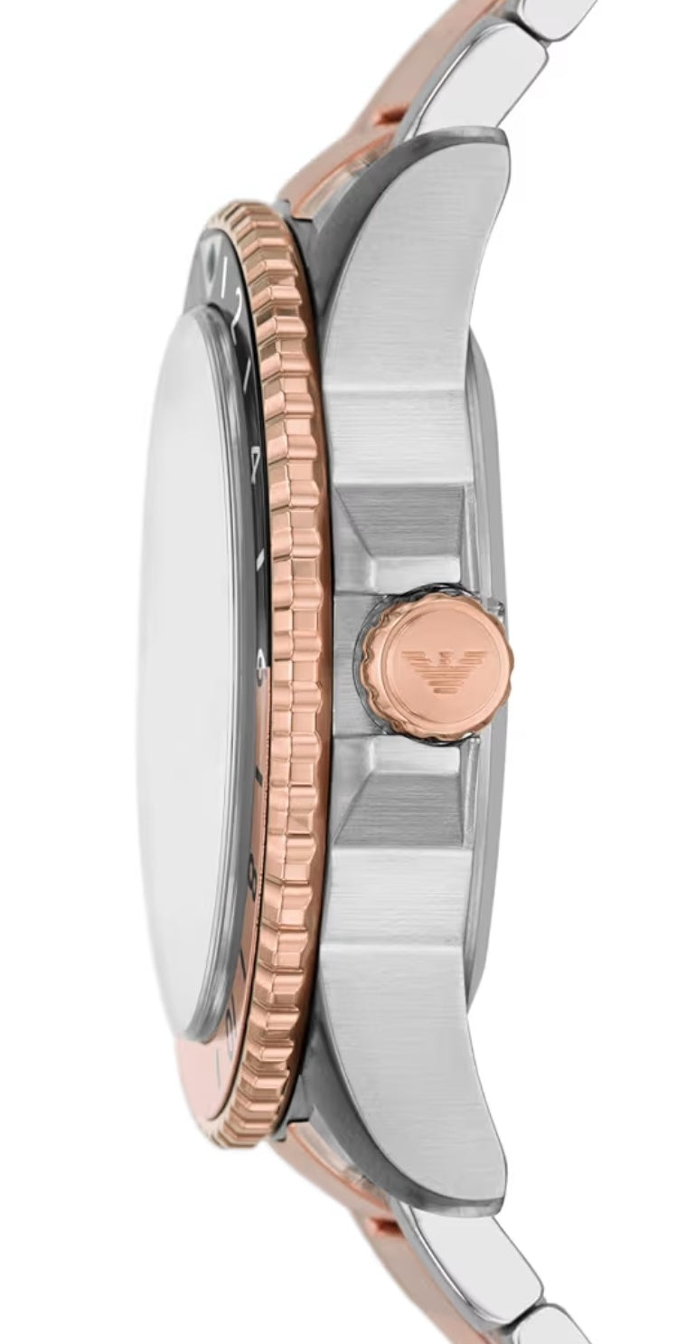 E A Stainless Steel Analog White Dial Multicolor Strap Men's Watch