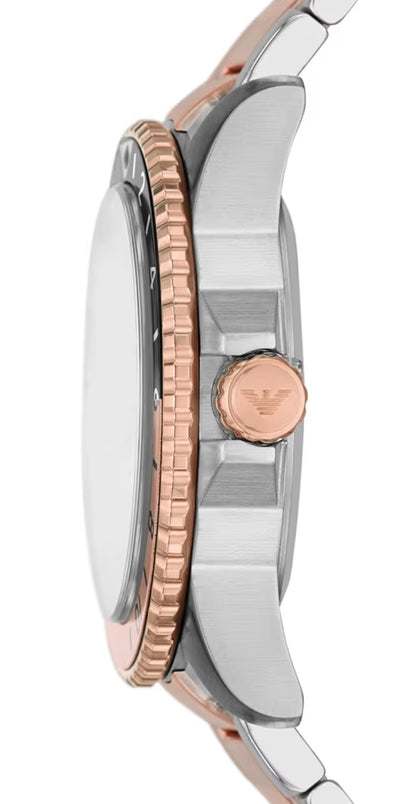 E A Stainless Steel Analog White Dial Multicolor Strap Men's Watch