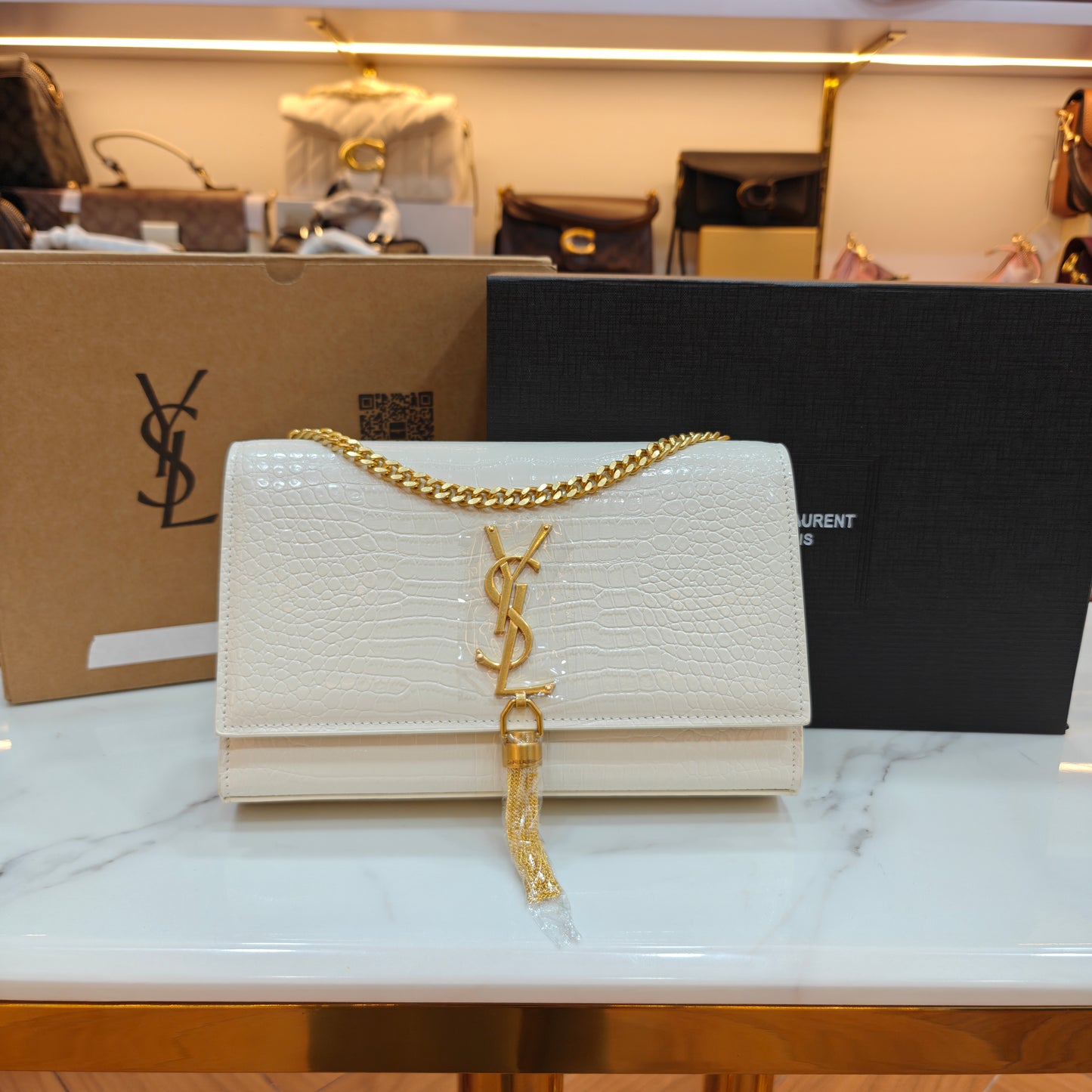 YSL Kate Croco - White (Ultra Premium)
