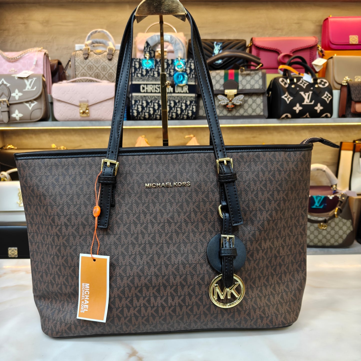 MK86 3 Partition Tote Bag - Coffee Black Colour