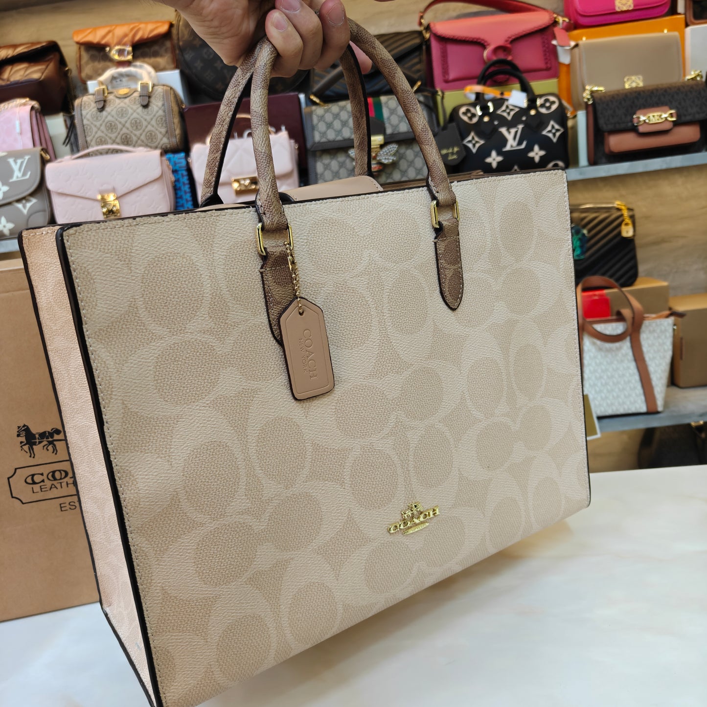 CH Maggie Tote Bag Ultra Premium with Box (Beige Monogram)