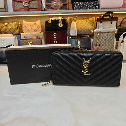 YSL9 Long Zipper Wallet - Midnight Black
