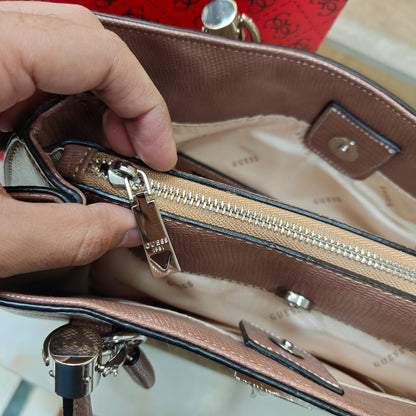 GUESS72 Satchel Bag - Designer Beige