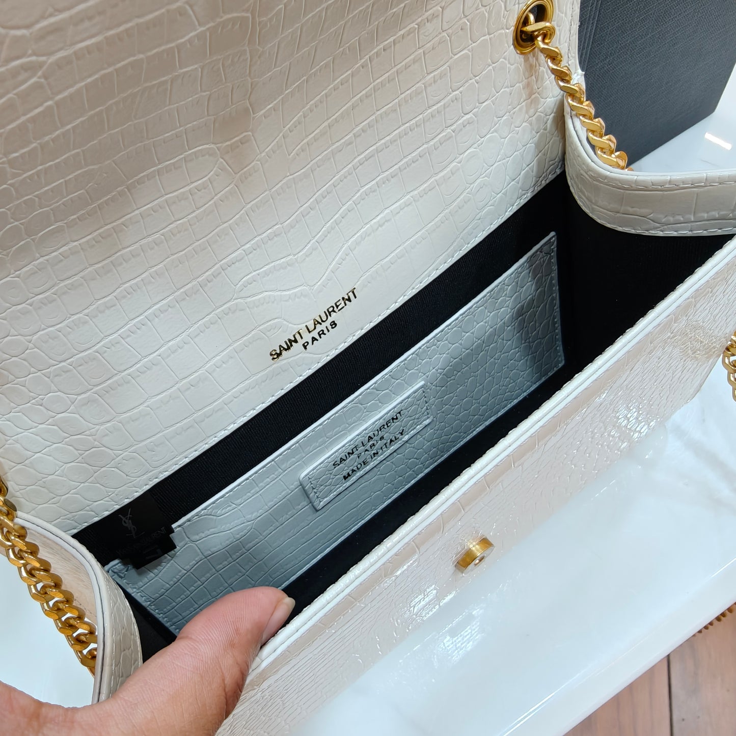 YSL Kate Croco - White (Ultra Premium)