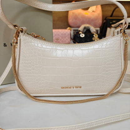 CNK Cream Croco ELSPETH Animal Effect Small Shouder Bag